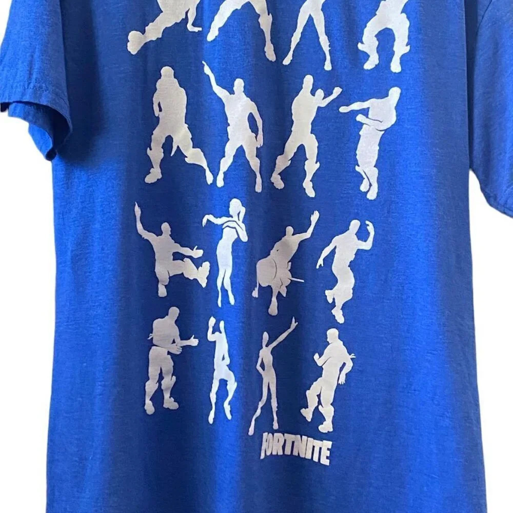 Fortnite Gaming Blue White Short Sleeve Round Neck Womens T-shirt Sz Large - Picture 2 of 7